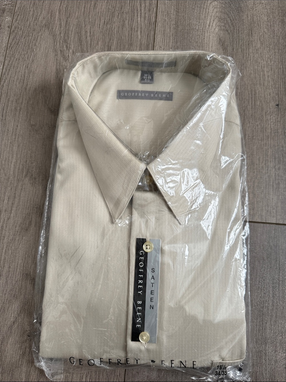Geoffrey Beene Men's Cream Dress Shirt - Sateen Big & Tall